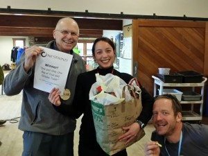 Westwind trash raffle founder, Peter Samson, and winner, Jenny.