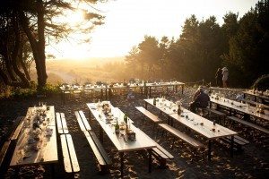 Outdoor dining in front of Wilson Lodge at Westwind