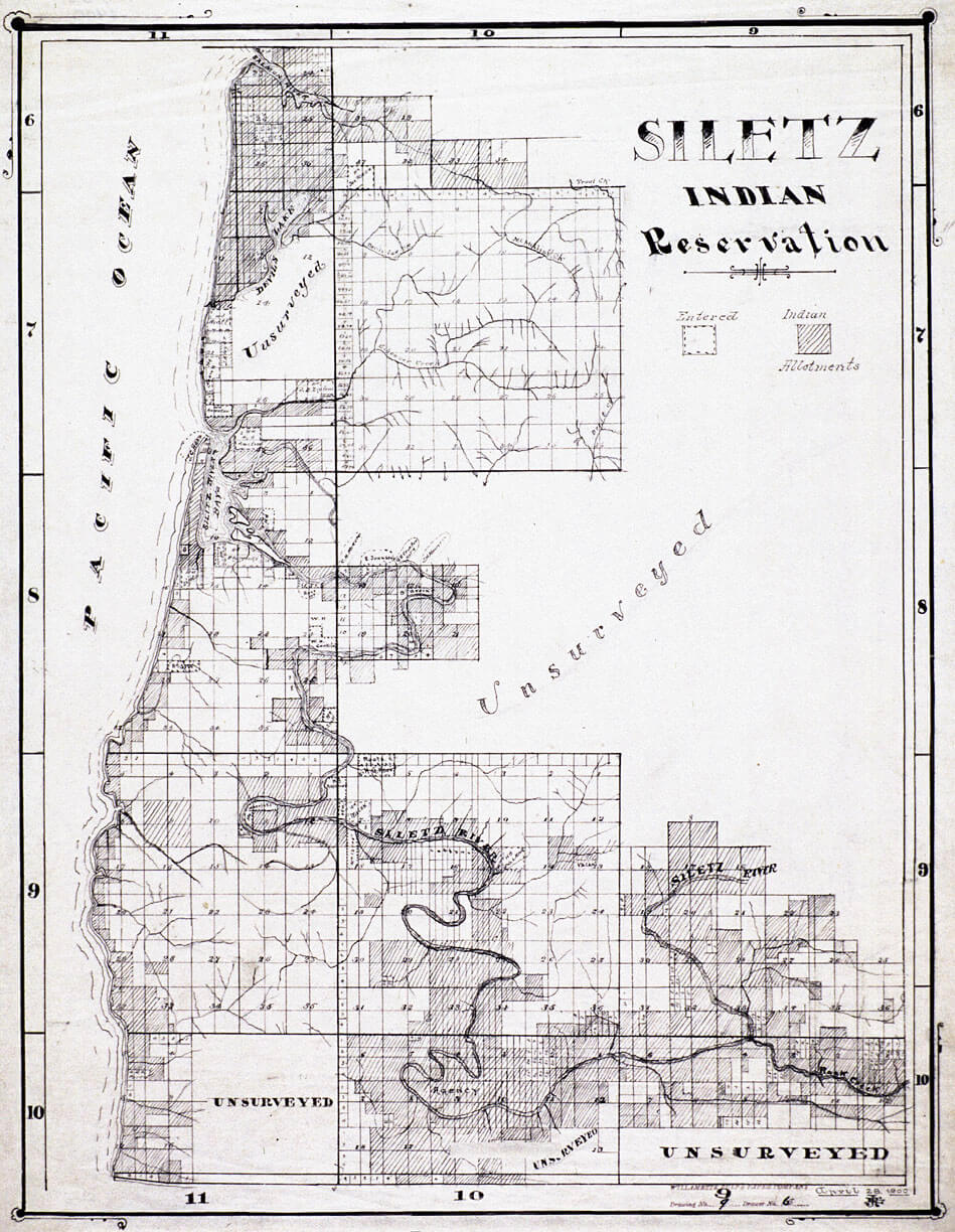 A map of Siletz Indian reservation
