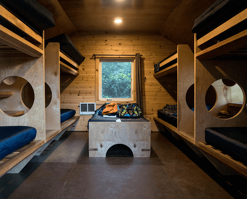 Bunk beds inside a cabin