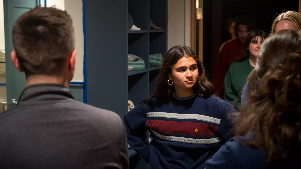 staff gather in bathroom washroom