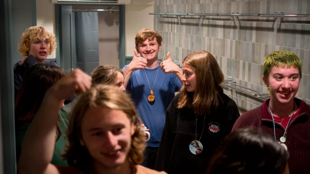 Westwind staff smile and explore bathroom